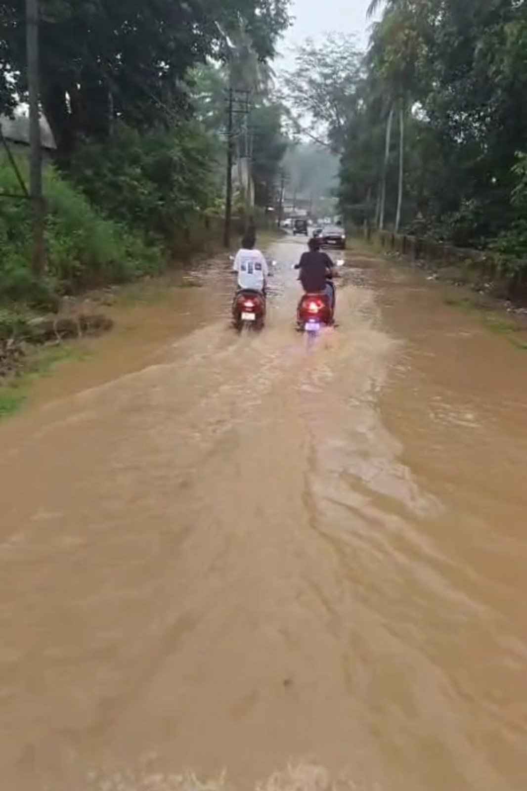 ನಾಪೋಕ್ಲು ಸುತ್ತಮುತ್ತ ಬಿರುಸಿನ ಮಳೆ: ರಸ್ತೆಗಳು ಜಲಾವೃತ, ವಾಹನ ಸಂಚಾರಕ್ಕೆ ಅಡಚಣೆ 