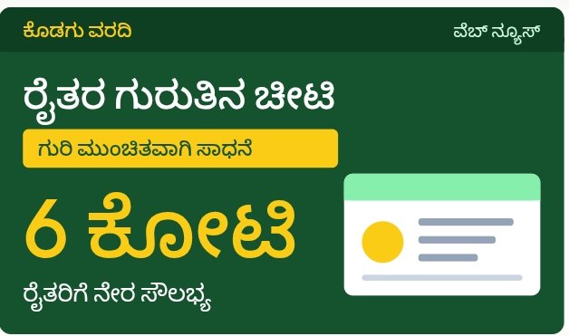 ರೈತರ ಗುರುತಿನ ಚೀಟಿ: ಗುರಿ ಮುಂಚಿತವಾಗಿ ಸಾಧನೆ, 6 ಕೋಟಿ ರೈತರಿಗೆ ನೇರ ಸೌಲಭ್ಯ