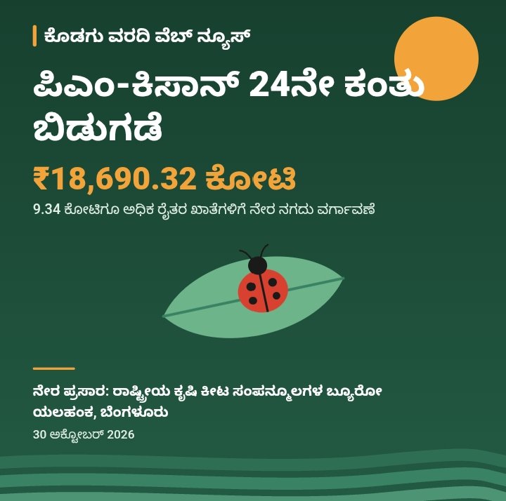 ಪಿಎಂ-ಕಿಸಾನ್ 24ನೇ ಕಂತು ಬಿಡುಗಡೆ: ಯಲಹಂಕದಲ್ಲಿ ನೇರ ಪ್ರಸಾರ